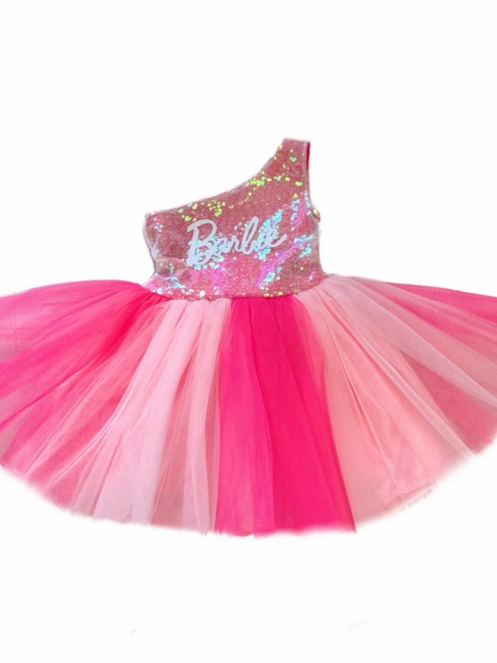 Sparkle One-Shoulder Tulle Dance Dress in Pink for Kids